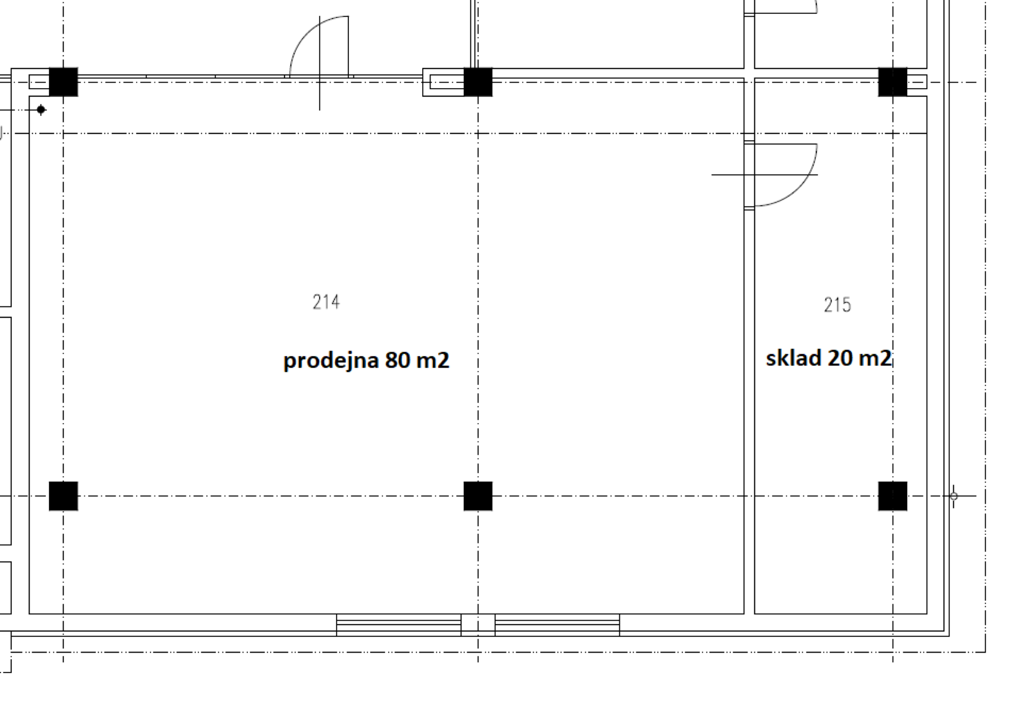Půdorys — Prostor č.1 — maloobchod / služby