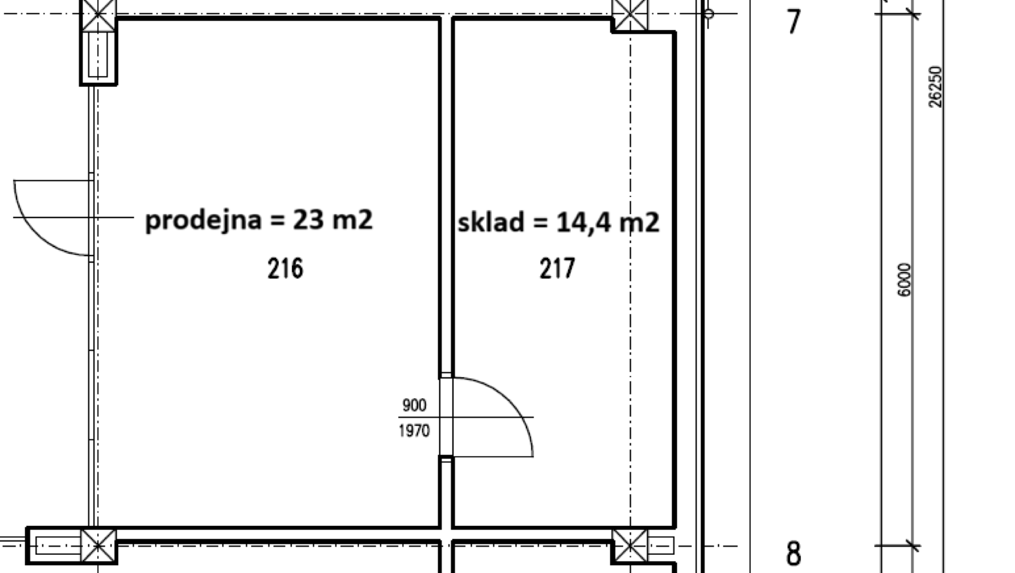 Půdorys — Prostor č.2 — maloobchod / služby
